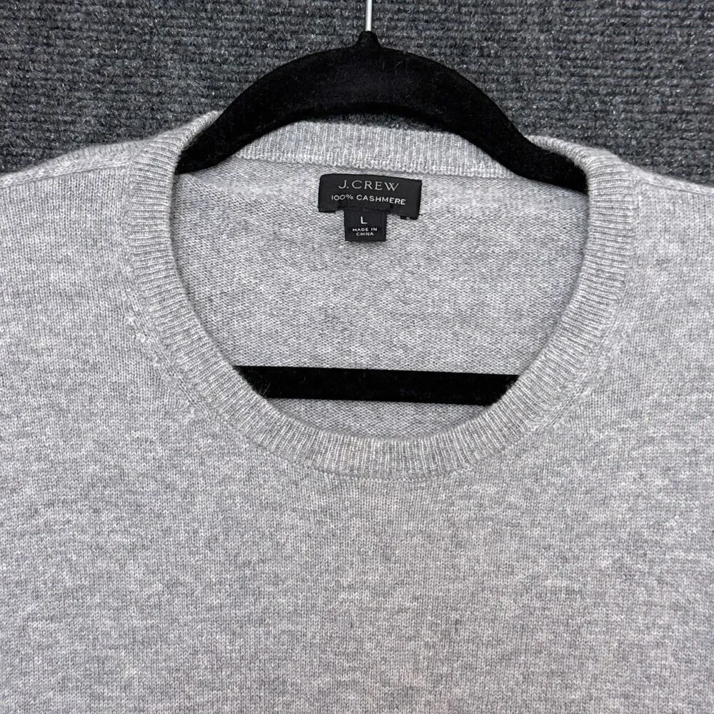 J.Crew Mens 100% Cashmere Crewneck Sweater Charcoal Grey Heather J6384 HO19 L